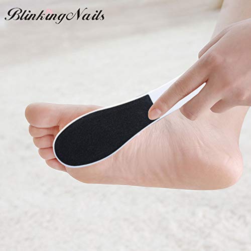 5 Pack Foot File Callus Remover - Professional Double Sided Foot Rasp for Dead Skin & Hard Cracked Heels, Sandpaper Pedicure Tool with Ergonomic Plastic Handle, Home Spa Kit for Smooth Soft Feet - color: Black