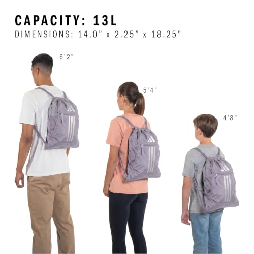 adidas Alliance Sackpack – Drawstring Backpack for Sports, Small Gym Bag - color: Slate Grey/Silver Metallic/3