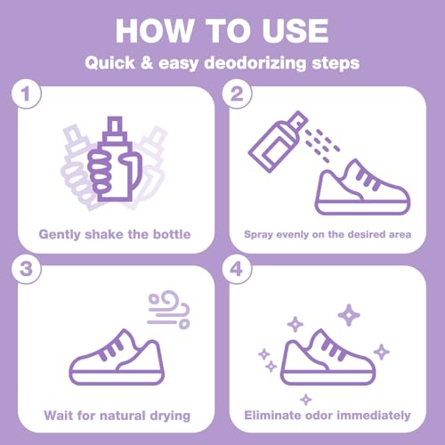 Air Jungles Shoe Deodorizer Spray 2 Oz 2-Pack, Lavender Odor Eliminator | Travel Size, Up To 300 Sprays Each, Smell Remover Footwear Freshener For Sneaker, Boot, Locker & Gym Bag