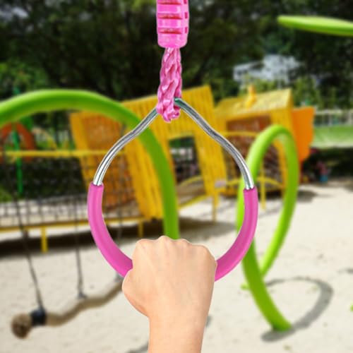 Ninja Rings Monkey Bars Swing Trapeze Bar Playground Swingset Rings Ninja Course for Kids Ninja Gymnastic Rings Backyard Ninjaline Obstacle Accessories (6 Color)