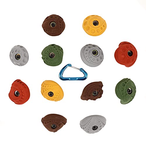 Atomik Rock Climbing Holds Set of 12 Mini Bolt-On Jugs in Assorted Earth Tones