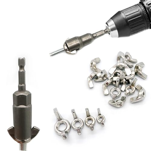 2 Pcs 1/4" 5/16" 3/8" Wing Nut Driver Wing Nut Drill Bit Socket Wrenches 1/4 inch Hexagon Head Drill Driver Bits for Panel Nuts Screws Eye C Hook Bolt - size: Wing Nut Driver (1/4", 5/16", 3/8") - 2 Pcs