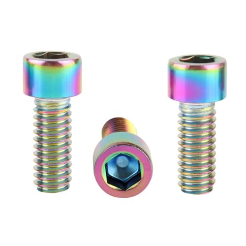 6Pcs Bike Screws M6x10 12 16 18 20 25 30 35mm Stainless Steel Socket Head Cap Allen Hex Bolt (Ranibow, M6 x12mm) - color: Ranibow, size: M6 x12mm