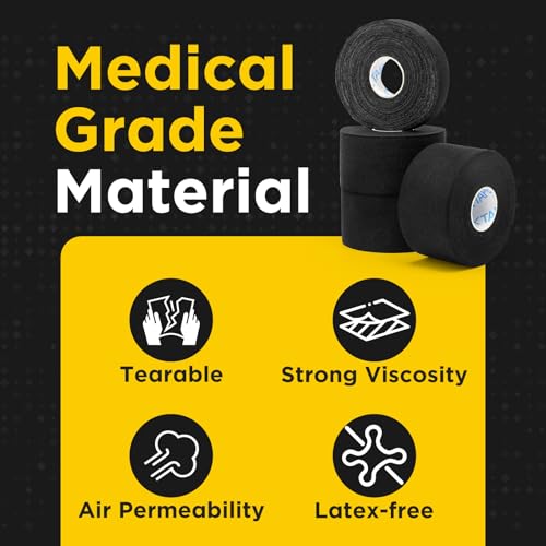 OK TAPE Athletic Tape Finger Tape 3 Rolls 1.5" x 15yds and 1 Roll 0.5in x 15yds | Strong Adhesive Hand Grip and Finger Wrap Tape for Weightlifting, Climbing, Basketball, Volleyball, Black - color: Black, size: 1.5" x 15yards-3rolls and 0.5in x 15yards-1ro