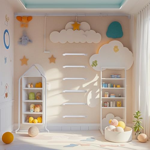 17 Inch White Playground Handles Indoor Kids Monkey Bar Ladders 6Pcs | Heavy Duty Solid Metal, Non-Slip Matte White Powder Coating, Comfy Secure Hand Grips for Playset Swing Set Climbing Frame - color: White-6pack