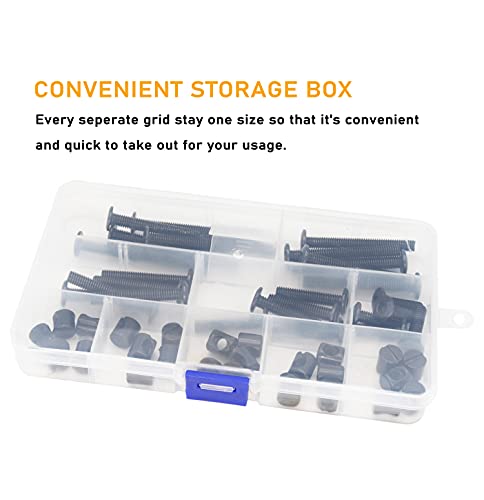50pcs Crib Hardware Screws, M6 x 20mm/ 30mm/ 40mm/ 50mm/ 60mm Black Hex Socket Cap Bolts Barrel Nuts Assortment Kit for Cot Crib Bed Chairs - size: M6 x 20/30/40/50/60mm (50 pcs)
