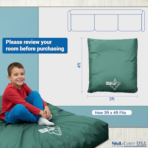 Skil-Care Crash Pads for Kids Sensory, High-Density Foam Crash Mat, Nylon | Water-Resistant Cover Crash Pads with Mesh Vents from 3x4ft to 8x8ft for Daily Use in Sensory Rooms, Schools, Clinics, Home - size: 3x4 Feet