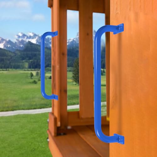 ESPETS 17 Inch Set of 6 Glossy Blue Steel Playground Handles | Playset Accessories Handles, Swingset Grab Bars, Weather-resistence Monkey Bars for Jungle Gym, Playhouse, Climbing Frame - color: Blue