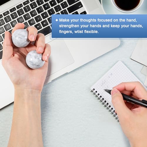 Learay 2Pcs Baoding Balls, Boading Balls for Hand Therapy, Misty-Gray 1.57" | Chinese Health Exercise Massage Balls with Carry Pouch for Stress Relief Meditation Ball - color: Misty-gray/1.57 Inch