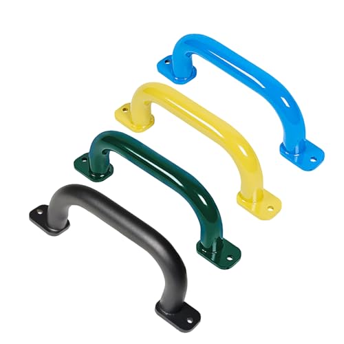 ESPETS 4 Pack of 10 Inch Black Metal Outdoor Playground Handles | Rust-resistence Metal Playset Accessories, Playhouse ladder handles, Indoor Monkey Bars, Treehouse, Climbing walls handles - color: Black