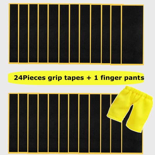 WINDIR 24Pcs Foam Grip Tape +1 Finger Pant for Fingerboards, 38 * 110mm Professional Black Wooden MiNi Skateboards (24+1) - color: 24pcs+1 Finger Pant