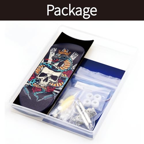 36mm Pro Fingerboard with Wooden Finger Skateboard Deck Upgraded Finger Board Trucks Street Shape Bearing Wheels (Skull) - color: Skull