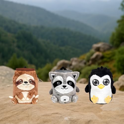 Chalk Bag for Rock Climbing - Cute Chalk Bag for Bouldering, Gym, Indoor & Outdoor Climbing with Adjustable Belt, Brush Holder & Carabiner - style: Sloth