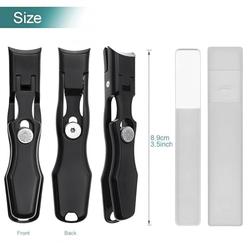 Nail Clippers with Wide Jaw, Safety Lock & Clippings Catcher, Great for Men Seniors Thick Toenails & Fingernail, No Splash Heavy Duty Stainless Steel Sharp Nail Cutter for Women, Black - color: Black