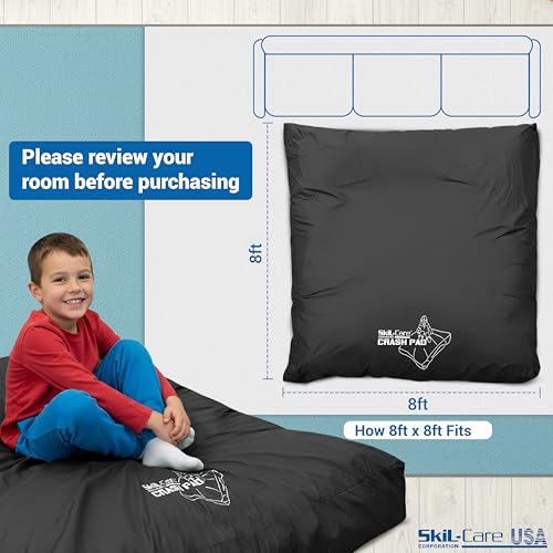 Skil-Care Crash Pads for Kids Sensory, High-Density Foam Crash Mat, Nylon | Water-Resistant Cover Crash Pads with Mesh Vents from 3x4ft to 8x8ft for Daily Use in Sensory Rooms, Schools, Clinics, Home - size: 8x8 Feet