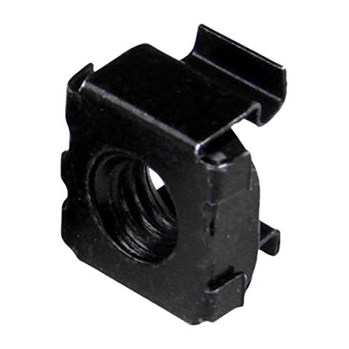 StarTech 100-Pack M6 Square Hole Cage Nuts & Tool, 19in/10in, Black, TAA | Mounts servers and AV equipment, Install tool for fast seating, Square-hole rails, GSA Schedule - color: Black, size: 100-pack, style: Cage Nut only