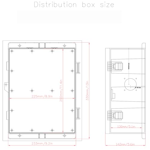 Electrical Junction Box, Outdoor Water Resistant Nema Enclosure, Ventilated ABS Plastic WiFi Project Box with Internal Mounting Panel & Hinged Cover 13" Lx 9.2" Wx 5.6" H - size: 13"L x 9.2"H x 5.6"W