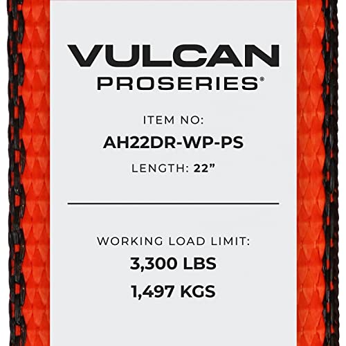 VULCAN Car Tie Down Axle Strap with Wear Pad - 2 Inch x 22 Inch - 4 Pack - PROSeries - 3,300 Pound Safe Working Load - size: 2" x 22" ProSeries Orange (4 Pack)