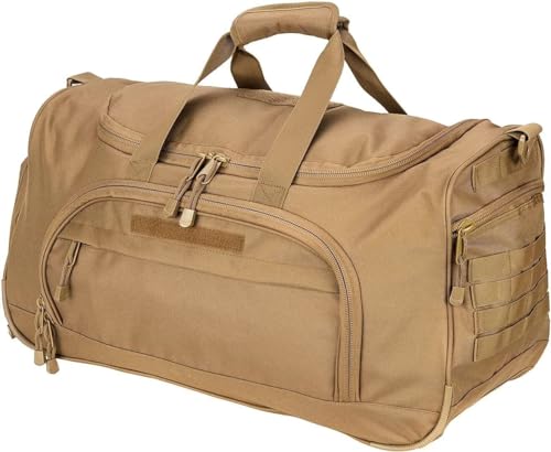 HYKING Gym Bag for Women & Men Tactical Duffle Military Weekender Work Out Lightweight Waterproof Sports Tote Shoe Pocket Tan - color: Tan