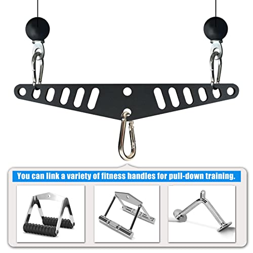 Multi-Grip LAT Pull Down Bar for Home Gym Fitness, Spreader Plate LAT Pulldown Attachments for Pulley System Cable Machine, Double to Single Cable Attachment Exercise Handle - color: Multi Hole Bar 1