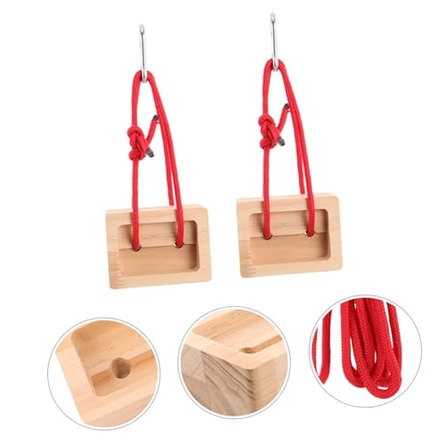 Toyvian Portable Wooden Hangboard Rock Climbing Training Board with Finger Strength Pockets, 2pcs Climbing Hold Set for Bouldering and Grip Workout