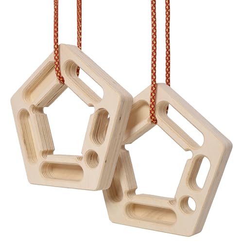 Gecheer 2PACK Climbing Hangboard for Rock Climbing Training – Wooden Fingerboard for Grip Strength, Finger Endurance & Pull-Up Workouts – Portable Home Gym Training Tool