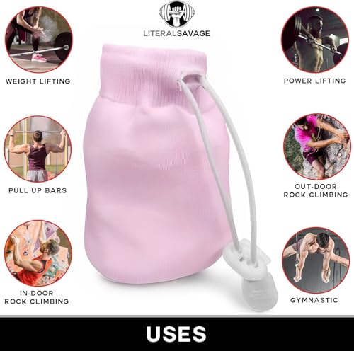 No Mess Climbing Chalk Ball for Lifting, Climbing, Gymnastics & Crossfit – Refillable Chalk Ball with Pure Magnesium Carbonate for Dry Hands & Better Grip – 2.3 oz - color: Pink