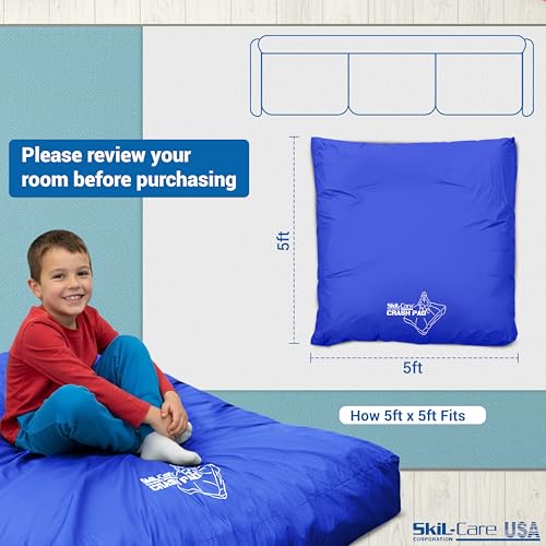 Skil-Care Crash Pads for Kids Sensory, High-Density Foam Crash Mat, Nylon | Water-Resistant Cover Crash Pads with Mesh Vents from 3x4ft to 8x8ft for Daily Use in Sensory Rooms, Schools, Clinics, Home - size: 5x5 Feet