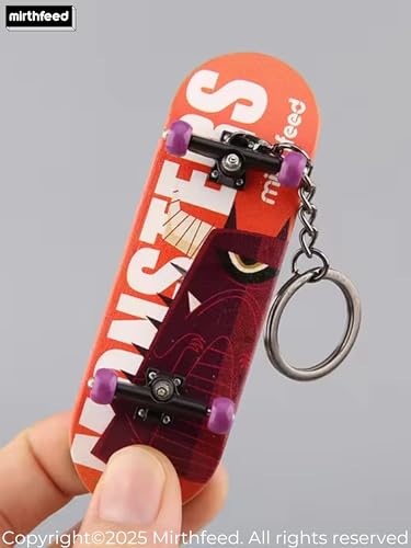 32mm Pro Fingerboard Complete Set | Bearing Wheels | 5 Ply Maple Deck | Anti Skid Grip Tape | Complimentary Tool | Concave Shape - color: Mini Finger Skateboard E : Monstrous Mash