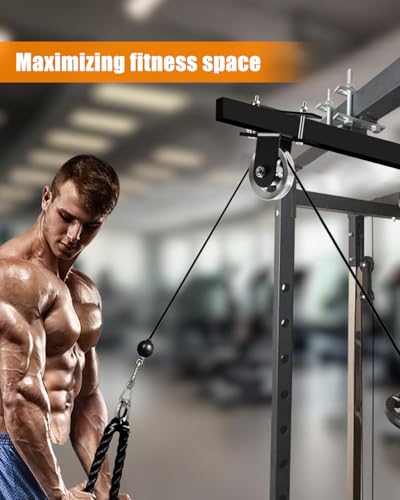 Power Rack Pulley Attachment Home Gym | for Power Cage with Quiet Aluminum Pulldown, Heavy Duty 304 Steel Cable LAT Pulley Machine System