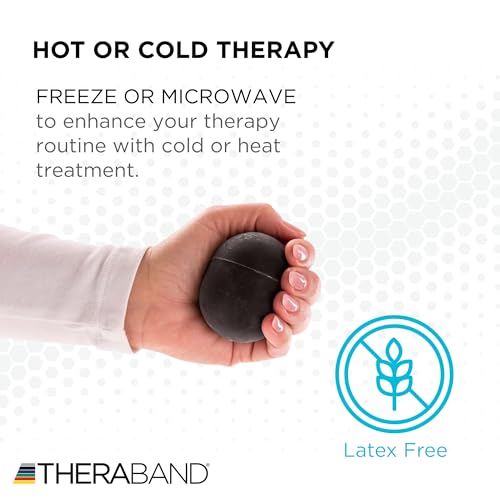 THERABAND Hand Exerciser Ball, X-Large Black, Extra Firm Resistance for Grip Strengthening, Finger & Hand Therapy, Squeeze Ball for Rehab, Wrist & Forearm Exercise, Latex-Free, Textured Surface - color: Black - Extra Firm