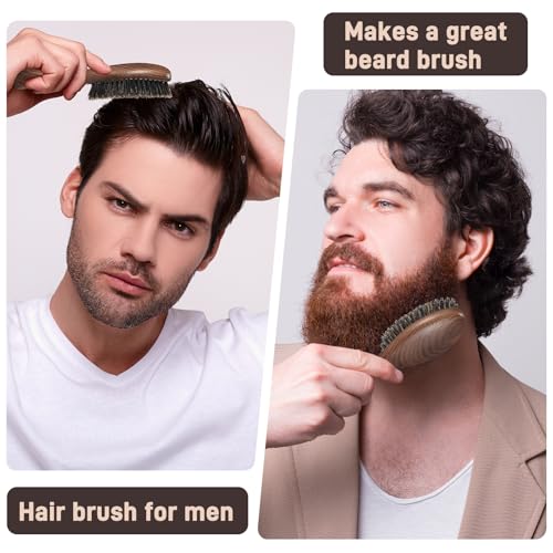 BESTOOL Hair Brush,Natural Walnut Wood & Boar Bristle Hair Brushes for Women Men and Kids to Enhance Shine and Texture,Slick Back Hairbrush for Thin,Fine and Medium Hair