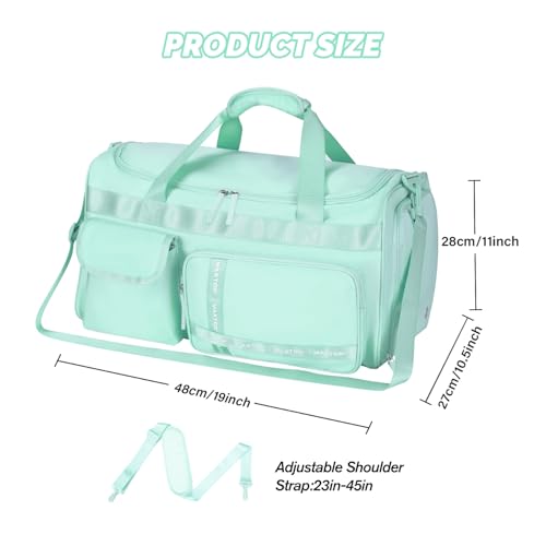 MAXTOP Gym Bag for Women Men Travel Duffle Bag Large Capacity Carry On Weekender Overnight Bag With Shoe Compartment Gym Tote Dry Wet Separation Duffel Bag for Travel - color: Light Green, style: Gym Bag