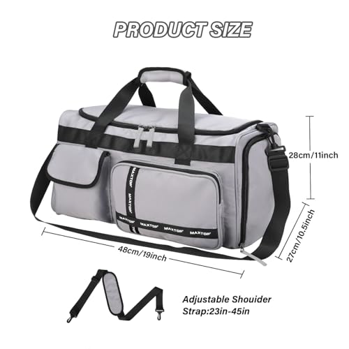 MAXTOP Gym Bag for Women Men Travel Duffle Bag Large Capacity Carry On Weekender Overnight Bag With Shoe Compartment Gym Tote Dry Wet Separation Duffel Bag for Travel - color: Grey, style: Gym Bag