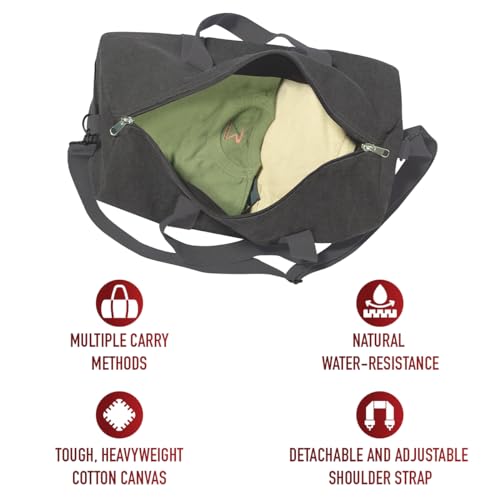 Rothco Heavy-Duty Canvas Shoulder Duffle Bag - Rugged Travel Gym Gear Equipment Bag - color: Charcoal Grey, size: 19 Inches