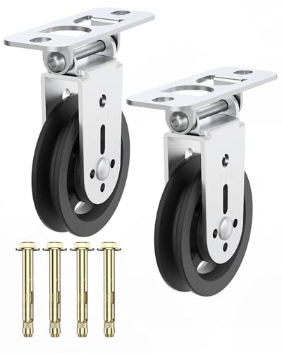 Gym Pulley Blocks, 3.5Inch/88mm Wall Mount Fixed Pulley Wheel, Upgrade Rotation 180 Degree, Load Bearing 300LBS, Heavy Duty Swivel Wheel for LAT System, DIY Fitness - style: Wall-mounted Pulley -2 Pack