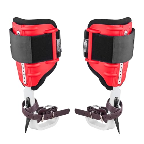VEVOR Tree Climbing Spikes Set, 1 Pair Height-Adjustable Climbing Spurs with Security Harness and Utility Rope, 350lbs Load Capacity Tree Climbing Gear, Arborist Equipment for Climbers, Fruit Picking - color: Red