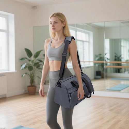 Small Gym Bag for Men Women - 17" Waterproof Duffel Bag with Shoe Compartment & Wet Pocket, Lightweight Carry On Overnight Weekender for Air Travel, Sports Workout Fitness Duffel