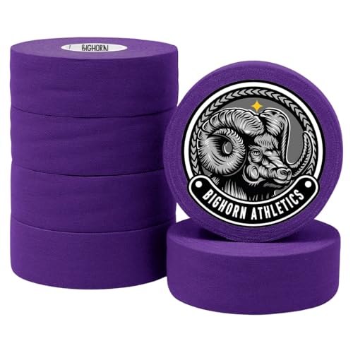 Bighorn Athletics Boxing Tape 1" × 45ft, 6 Rolls, Purple | Extra sticky 1" athletic tape for boxing & hand wrapping. Strong adhesive, EZ-tear. Protects knuckles, no residue on skin. - color: Purple