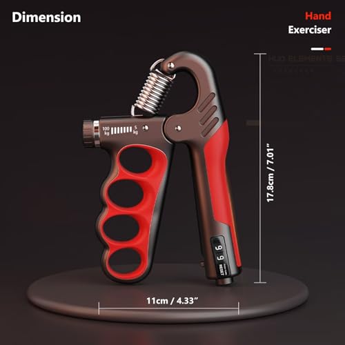 Grip Strength Trainer Forearm Strengthener 11-220 lbs Adjustable Resistance | Automatic Counting, Ergonomic Design, Ideal Device for Grip Strengthening, Arthritis Relief, Hand Physical Therapy & Rehab - color: Orange