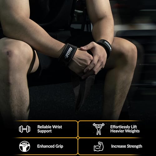 Lifting Straps for Weightlifting, Lifting Wrist Straps for Gym Strength Training, Neoprene-padded Wrist Cushion - Men & Women - color: Black