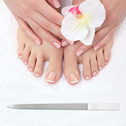 Mudder 6 Pieces Diamond Nail File Stainless Steel Double Side Nail File Metal Buffer Women Men Fingernails Toenails Manicure for Salon and Home, Silver(7 Inch) - size: 7 Inch (Pack of 6)