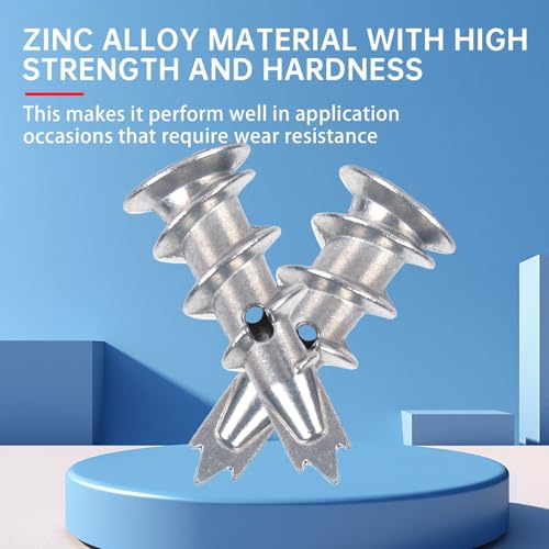 Metal Self Drilling Drywall Anchors, 101PCS Hollow Wall Anchors and Screws Kit, with Specialized Bit, Heavy Duty Sheetrock Anchors + #8×1-3/8 Screws, Easy for Wall, Shelve, Hanging and Mounting