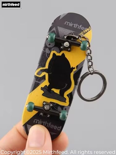 32mm Pro Fingerboard Complete Set | Bearing Wheels | 5 Ply Maple Deck | Anti Skid Grip Tape | Complimentary Tool | Concave Shape - color: Mini Finger Skateboard H : Hangry Kitty