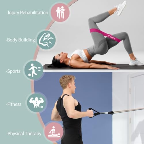 VEICK 10-150LBS Resistance Bands with Handles, Ankle Straps, Door Anchor | Accredited Lab Certified, 100% Natural Latex, Versatile for Yoga, Pilates, Strength, Home Gym - color: Light Pink, style: 10-150LBS