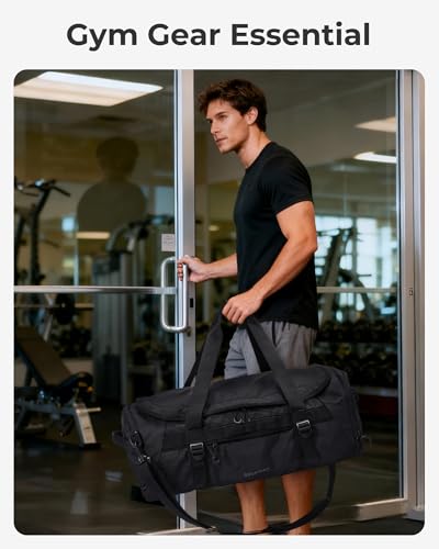 BAGSMART 4-IN-1 Duffle Bag for Travel, 40L Travel Bag Gym Duffle, TSA Carry on Backpack with Shoes Compartment & Wet Pocket, Water-resistant Workout Duffel, Black - color: Black
