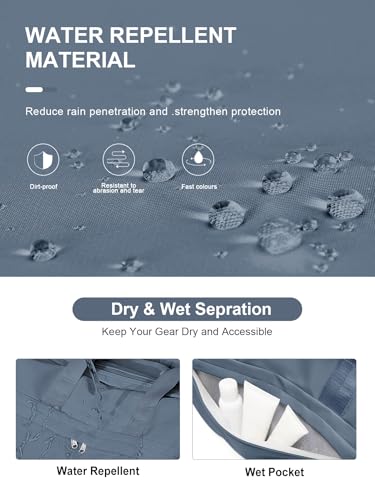 Gym Bag for Women Men with Shoe Compartment, Sport Duffel Bag, Waterproof Travel Weekender Overnight Carry on Bag for Yoga with Trolley Sleeve, Jewel Blue - color: A1-Jewel Blue