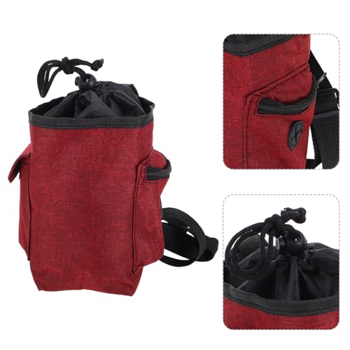 SUPVOX Rock Climbing Chalk Bag with Zipper Pocket and Waist Strap, Burgundy Lightweight Chalk Pouch for Bouldering, Gymnastics, and Weightlifting Grip Enhancement