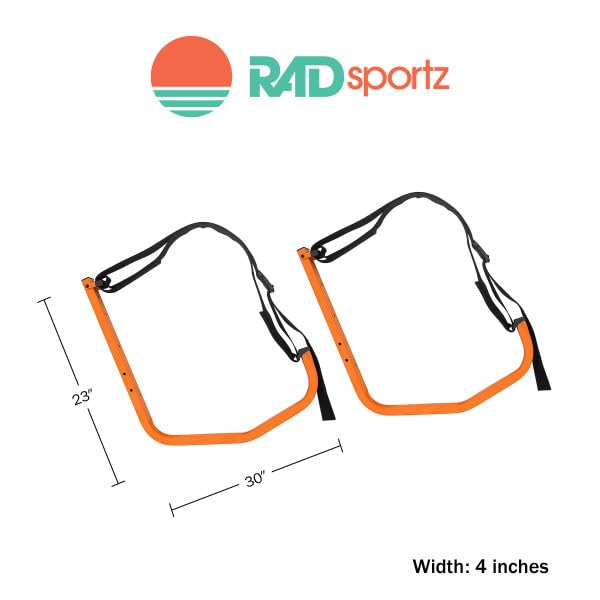 RAD Sportz Kayak Storage Hooks - Set of 2 Wall-Mounted Hangers with 125lbs Capacity for Kayaks, Surfboards, Paddleboards, or Snowboards (Orange)