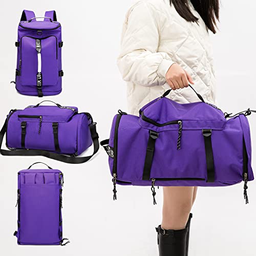 Gym Duffle Bag Waterproof black Laptop Backpack Suitable for Hiking, Fishing, Travel 40L Large Capacity Trendy Cool Lightweight Backpack for Men and Women - color: Purple